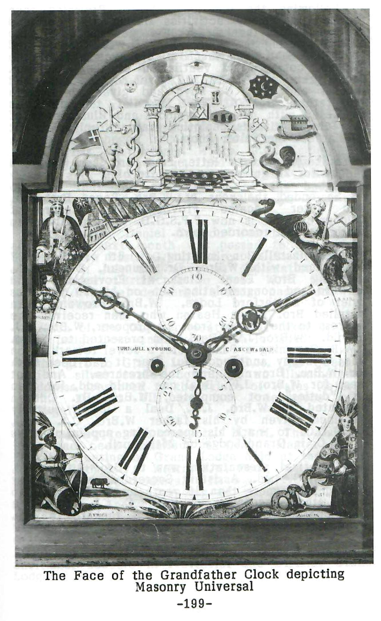 Grandfather Clock depicting Masonry Universal