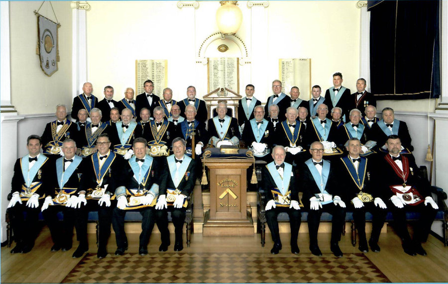 Easterford Lodge members assembled for the 135th Anniversary, 2025